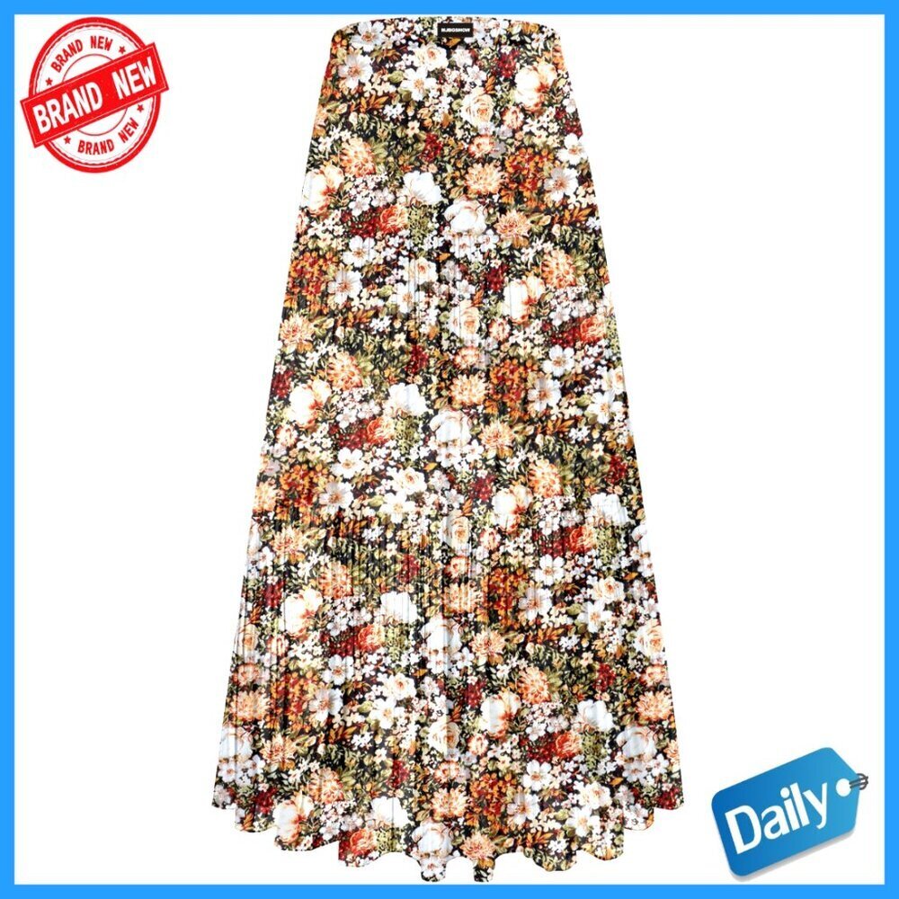Chiffon Maxi Skirt High Waist Pleated Flowy Boho Casual Long Skirt